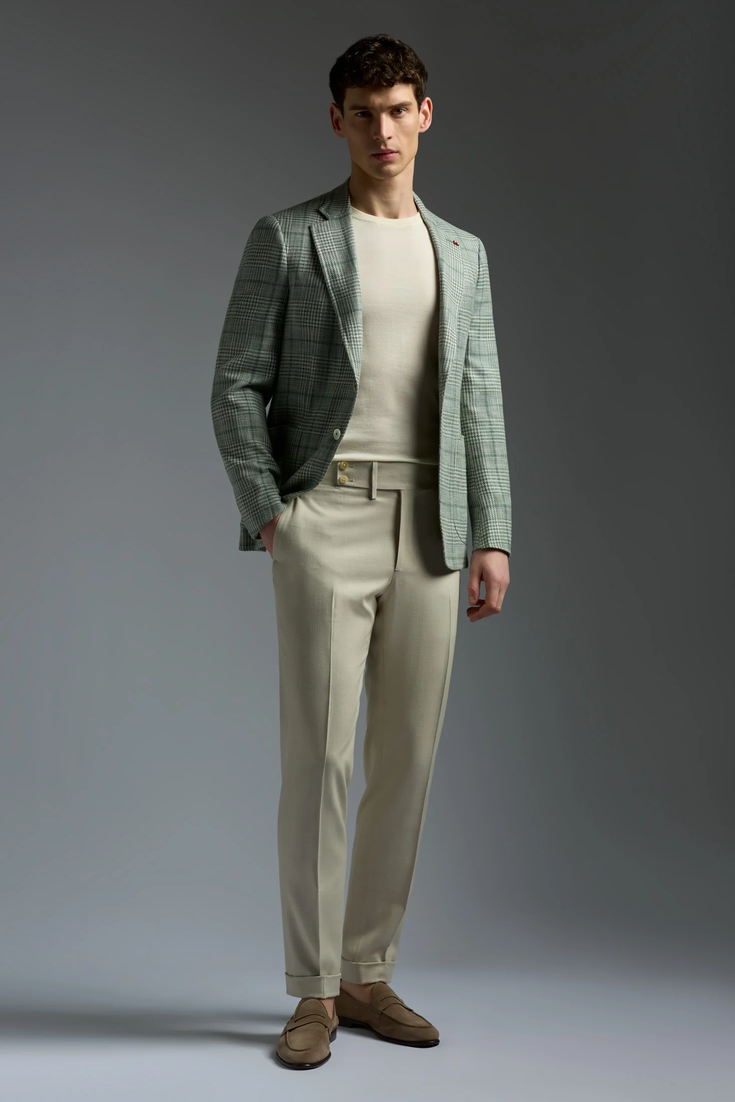 Comfort Denim Effect Wool Silk and Linen Casalnuovo Tailored Pants
