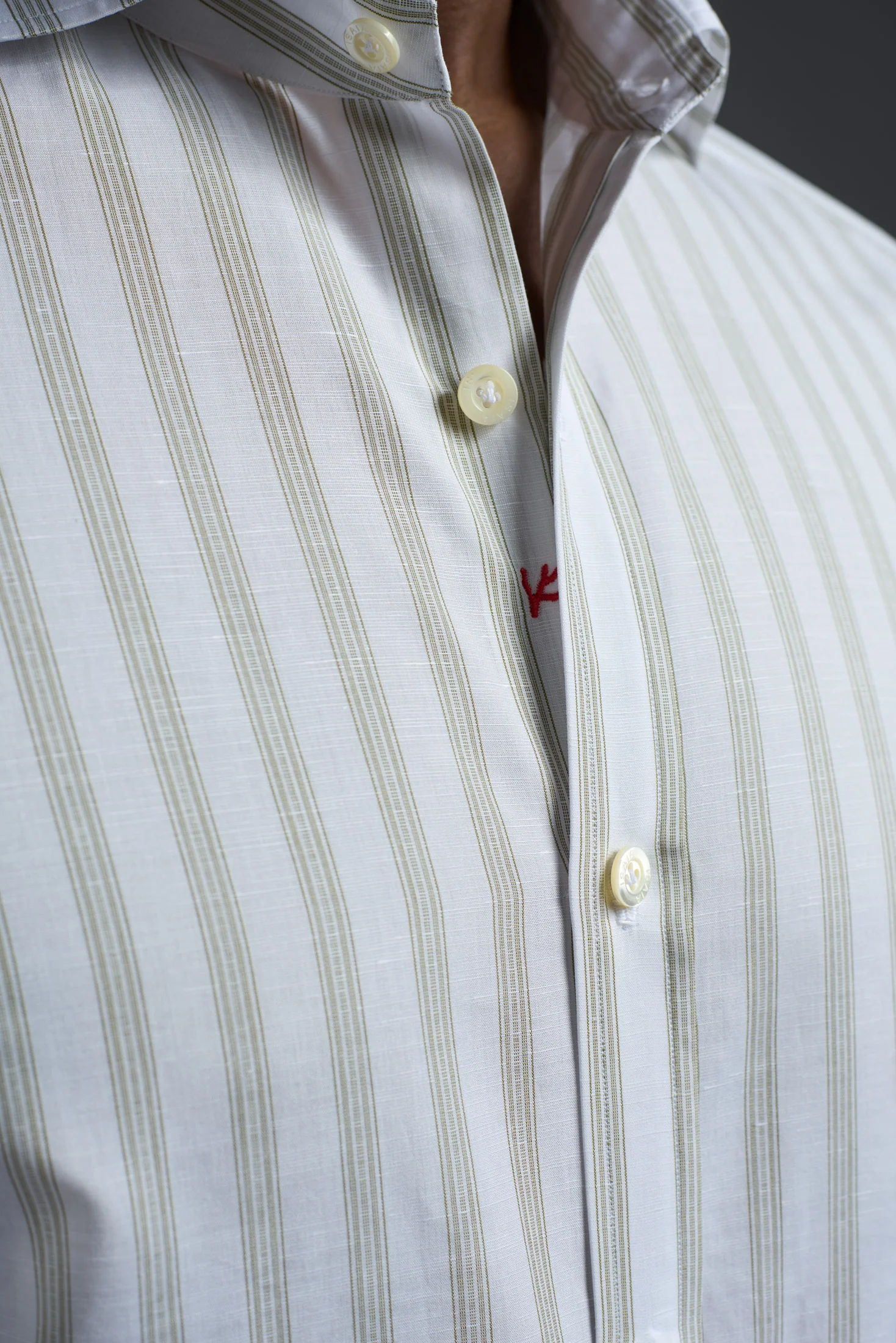 Striped Cotton and Linen Short Sleeves Shirt - Image 3