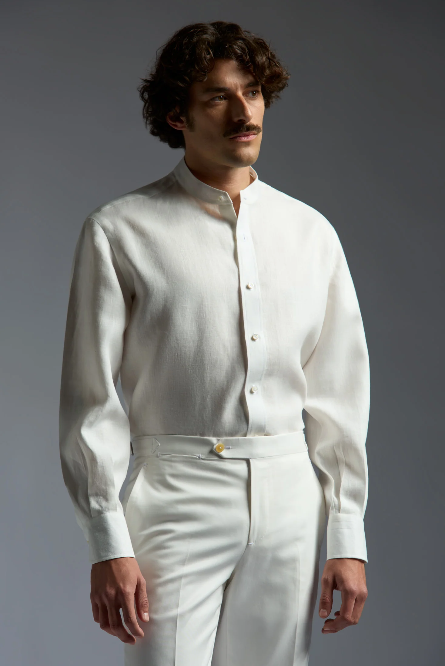 Frescolino Band Collar Long Sleeves Shirt