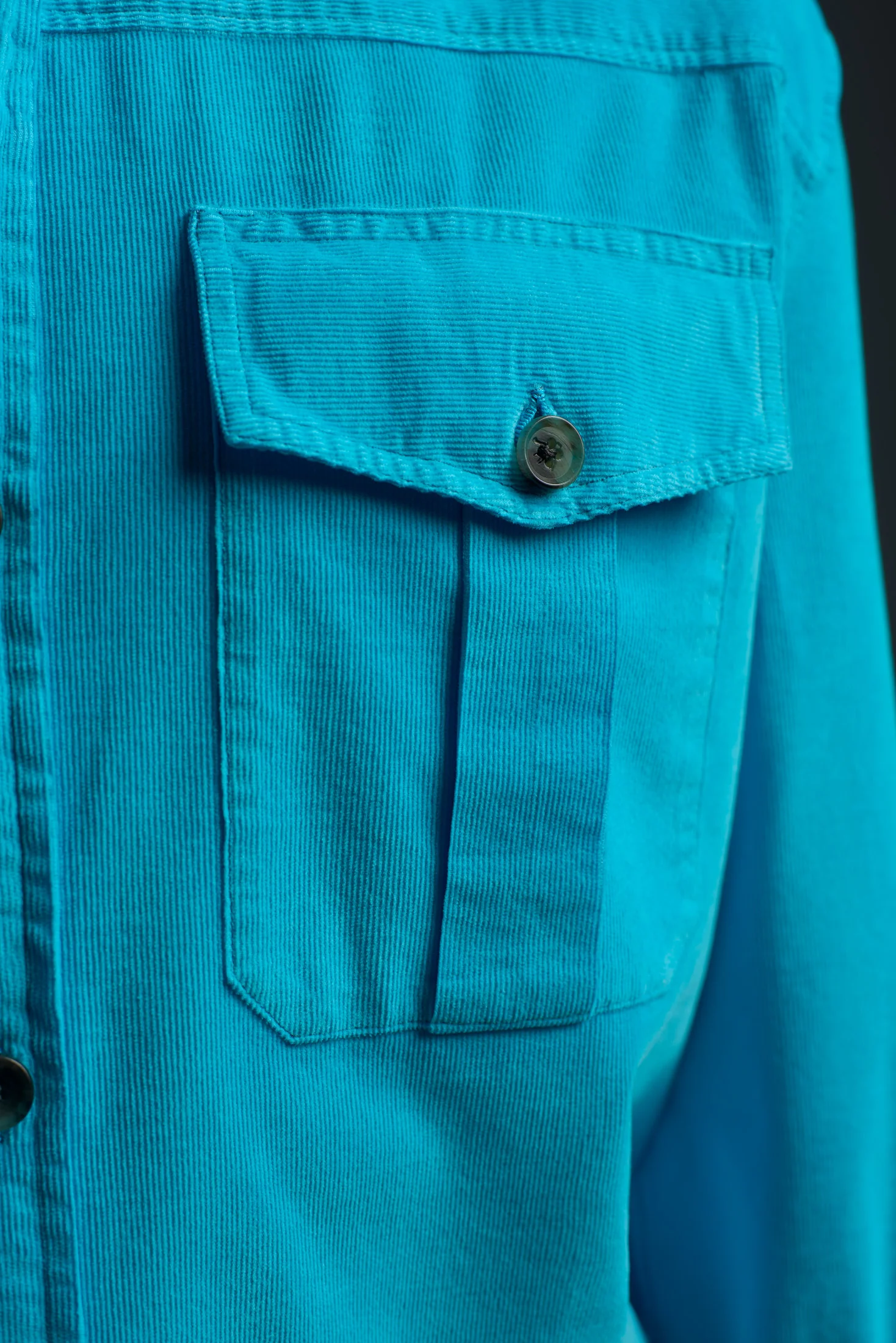 Garment Dyed Cotton Corduroy Comfort Long Sleeves Two Pockets Shirt - Image 13