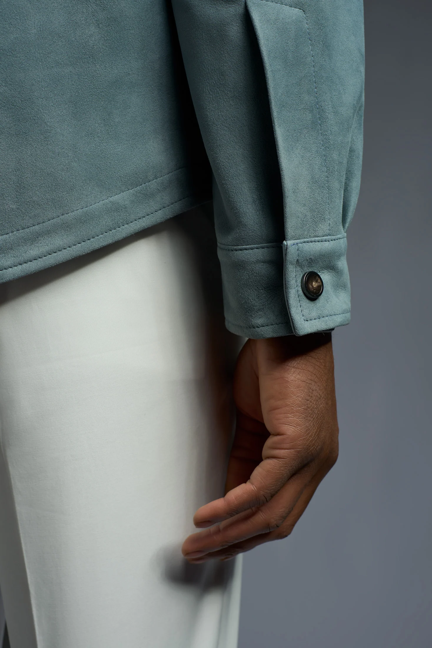 Aqua Suede Double Overshirt - Image 5