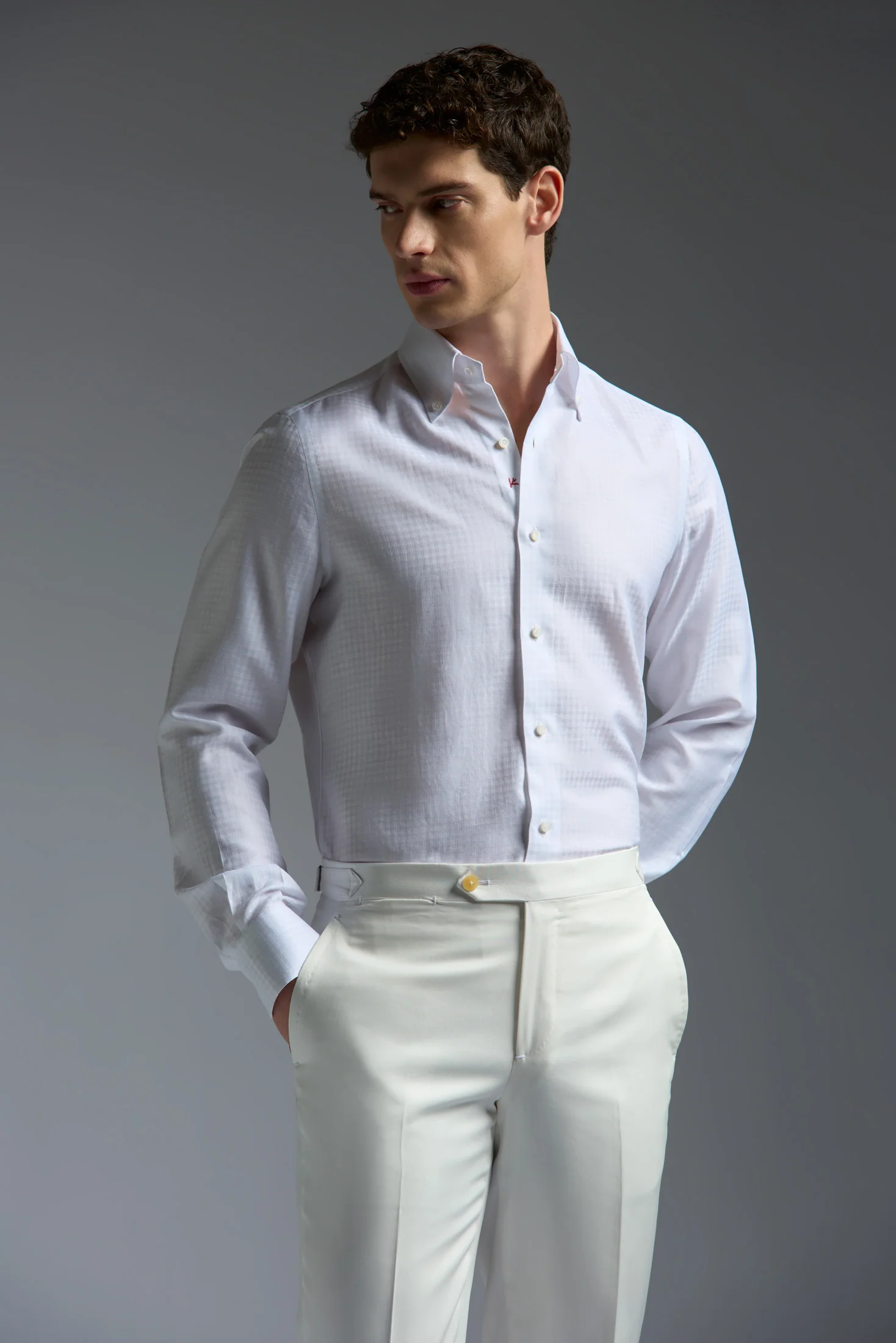 Cotton and Linen Mix Dress Button Down Shirt