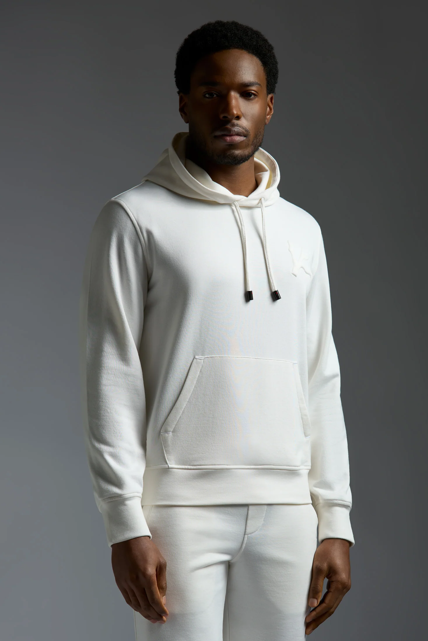 Comfort Cotton and Silk Pouch Pocket Hoodie with Embossed Logo - Image 6