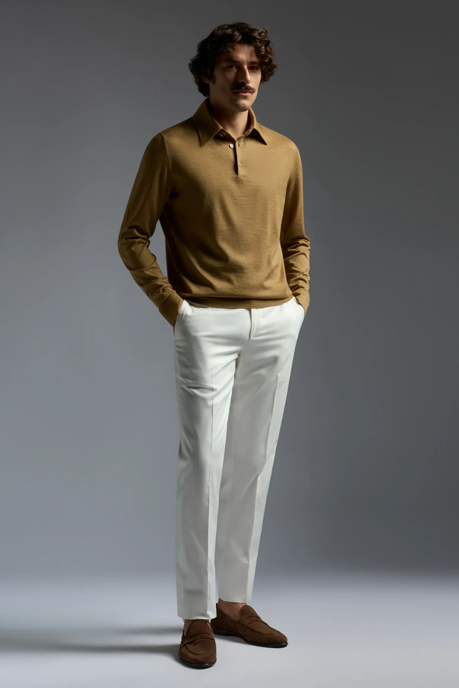 Cashmere and Silk Long Sleeves Polo - Image 2