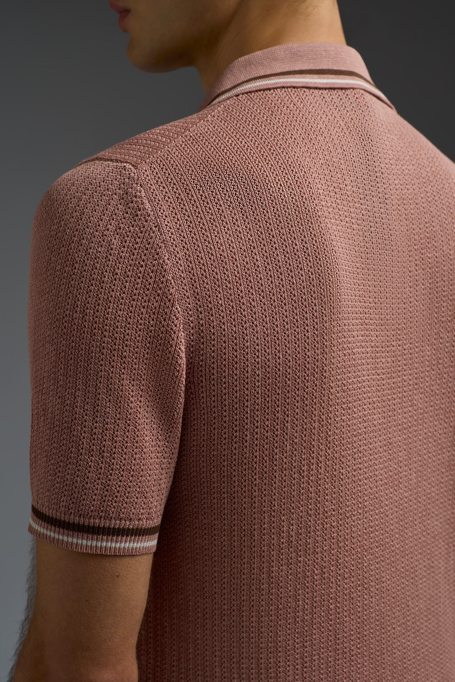 Silk and Linen Open Collar Short Sleeve Polo - Image 5