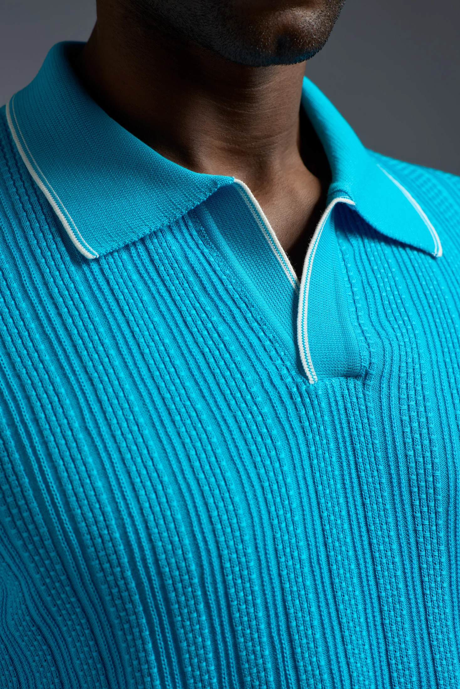 Cotton Multistitch Open Collar Polo - Image 3