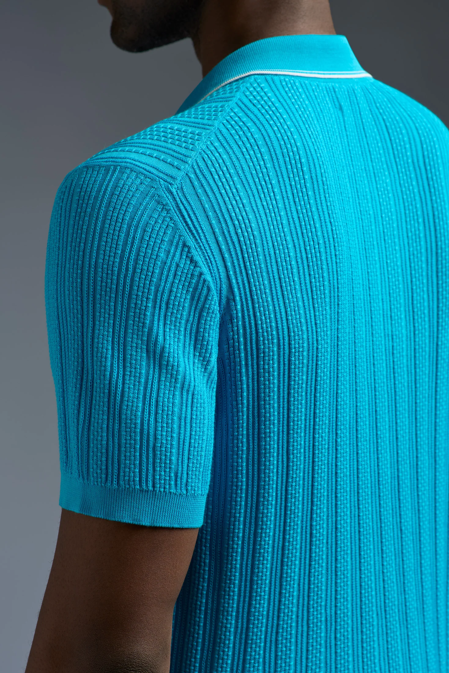 Cotton Multistitch Open Collar Polo - Image 5