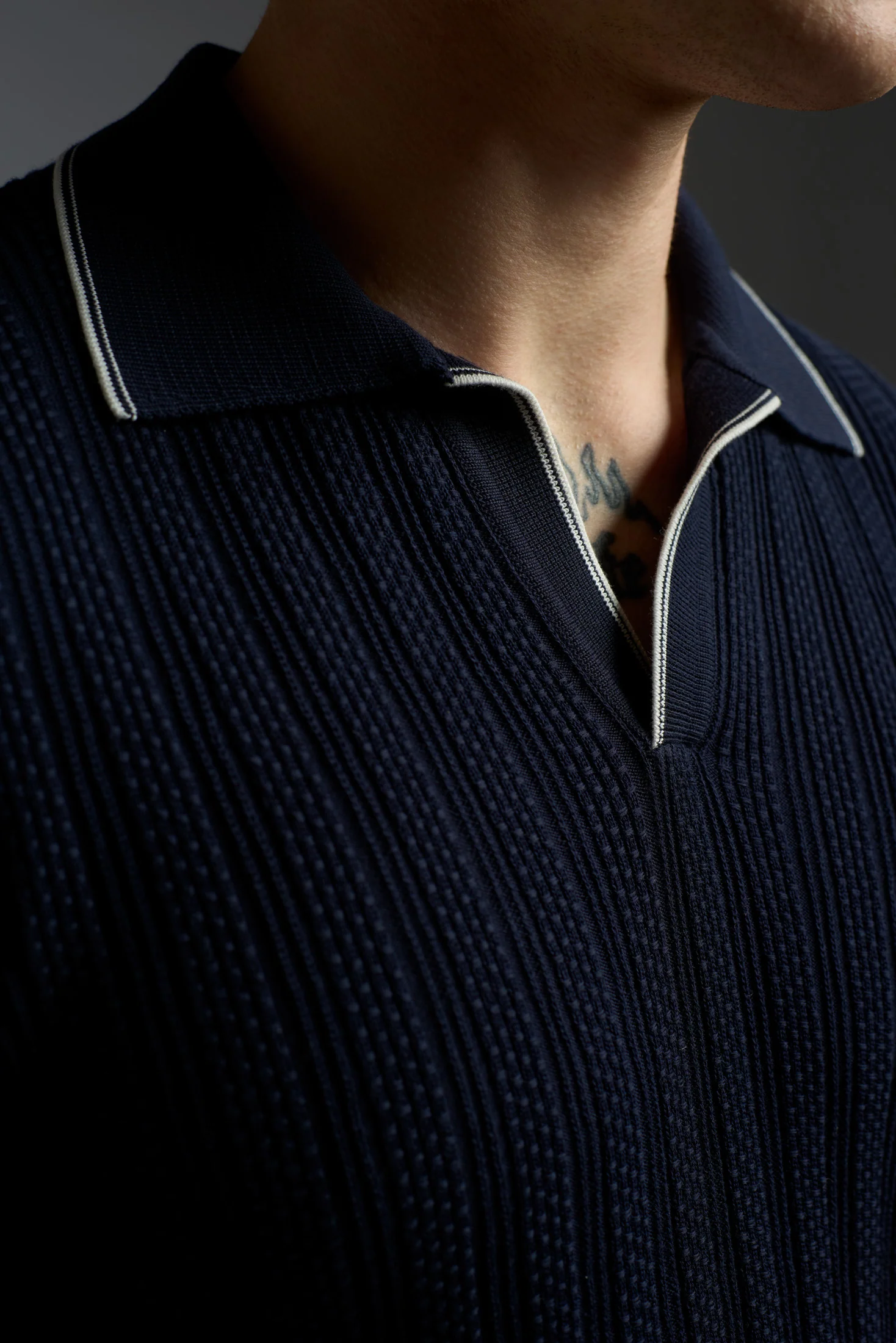 Cotton Multistitch Open Collar Polo - Image 9
