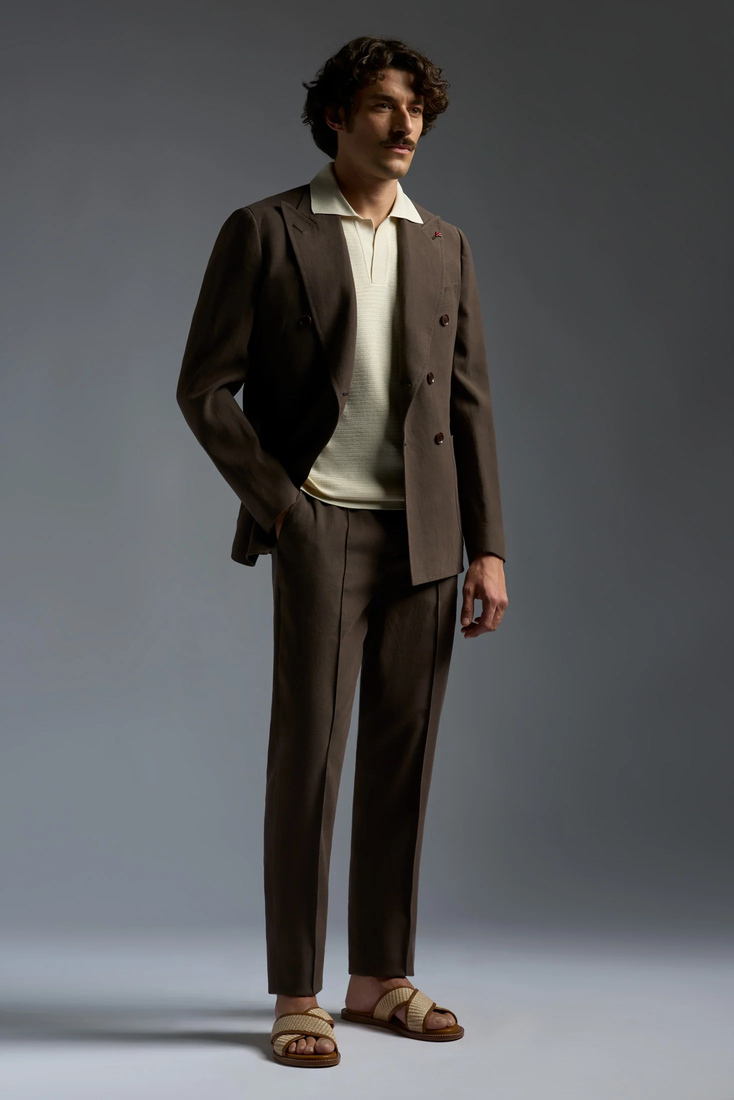 Open Collar Polo SOLID SILK STITCH DETAILS F.12 - Image 2