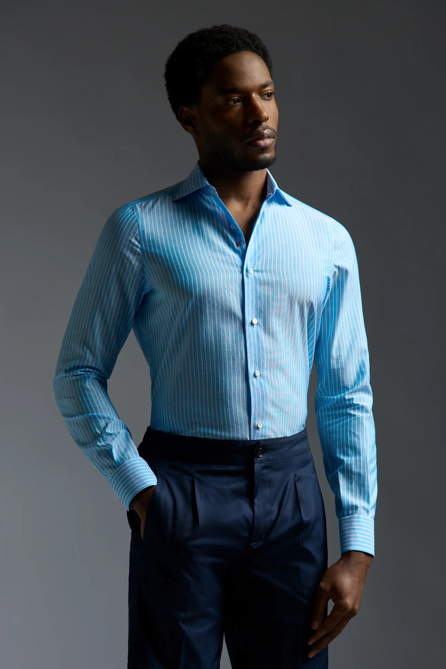 Cotton and Linen Mix Dress Shirt