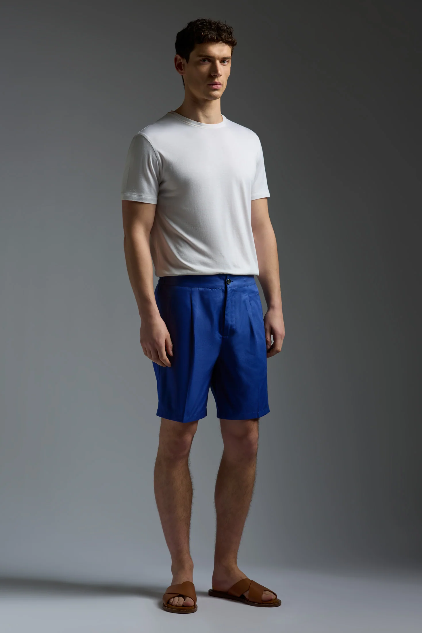 Cotton Gabardine Single Pleated Comfort Short Pants - Image 9